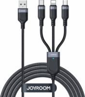 JoyRoom S-1T3018A18 USB-A apa - Micro USB/USB-C/Lightning apa 2.0 Adat és töltőkábel - Fekete (0.3m)