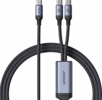 Joyroom speedy series SA21-1T2 USB-C apa - 2x USB-C apa 2.0 Adat és töltő kábel - Fekete (1.5m)
