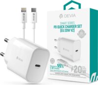 Devia Smart Series PD USB-C Hálózati töltő + USB-C - Lightning kábel - Fehér (20W)