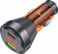Hoco NZ12B USB-A / USB-C Autós töltő - Átlátszó/Narancssárga (48W)