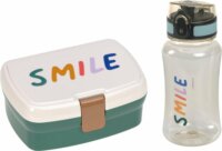 Lassig Little Gang Smile Műanyag ételtároló 460ml kulaccsal - Zöld
