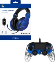Nacon Vezetékes megvilágított kompakt controller - Átlátszó/Kék + Stereo Gaming Headset - Kék