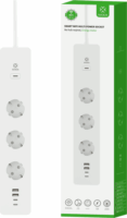 WOOX R6132 Okos WiFi Hálózati elosztó 3 aljzatos + 2x USB-A / 2x USB-C 1,5m - Fehér