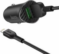 HOCO Z39 2x USB-A Autós töltő + Lightning kábel - Fekete (18W)