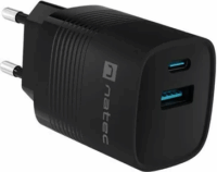 Natec Ribera GaN USB-C / USB-A Hálózati töltő - Fekete (30W)