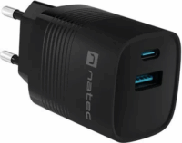 Natec Ribera GaN USB-C / USB-A Hálózati Gyorstöltő Adapter 30W - Fekete