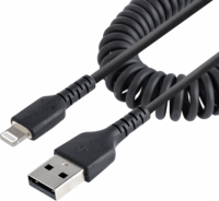 StarTech Spirál USB-A apa - Lightning apa 2.0 Adat és töltő kábel - Fekete (0.5m)
