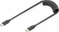 Digitus Spirál USB-C apa - USB-C apa 2.0 Adat és töltő kábel - Fekete (1m)