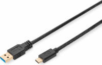Assmann 300146 USB-A apa - USB-C apa 3.2 Gen 1 Adat és töltő kábel - Fekete (1m)