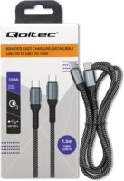 Qoltec 52358 USB-C apa - USB-C apa 2.0 Adat és töltő kábel - Fekete (1.5m)