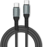 Qoltec 52357 USB-C apa - USB-C apa 2.0 Adat és töltő kábel - Fekete (1m)