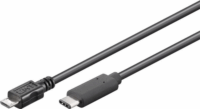 PremiumCord KU31CB1BK USB-C apa - MicroUSB-B apa 2.0 Adat és töltő kábel - Fekete (1m)