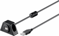 PremiumCord Asztalra szerelhető USB-A apa - USB-A anya 2.0 Hosszabbító kábel - Fekete (3m)