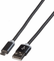 Roline USB-A apa - MicroUSB-B apa 2.0 Adat és töltő kábel - Fekete (1m)