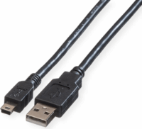 Roline USB-A apa - MiniUSB-B apa 2.0 Adat és töltő kábel - Fekete (0.8m)