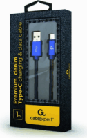 Gembird USB-A apa - Mikro USB 90° apa Adat és töltő kábel - Kék (1m)