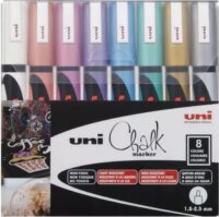 Uni Mitsubishi Marker 1,8-2,5mm Táblamarker készlet - Vegyes metál színek (8 db / csomag)