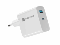 Natec Ribera USB-A / USB-C Hálózati töltő - Fehér (45W)