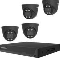 Foscam FNA108E-T4-2T BLACK PoE Megfigyelő rendszer készlet - Fekete (1x bázis / 4x Turret kamera)