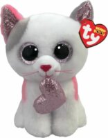 TY Boos: Milena fehér cica szívecskével plüss figura - 15 cm