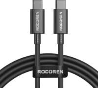 Rocoren Simples Series USB Type-C apa - USB Type-C apa Adat és töltő kábel - Fekete (2m)