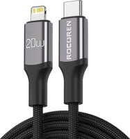 Rocoren Retro Series USB Type-C apa - Lightning apa Adat és töltő kábel - Szürke (2m)