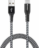 Sandberg Survivor USB-A apa - USB-C apa 2.0 Töltő kábel - Fekete/Fehér (1m)