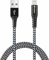 Survivor USB-A apa - Lightning apa 2.0 Töltő kábel - Fekete/Fehér (1m)