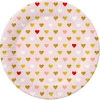 Godan XOXO Szív mintás papírtányér rózsaszín (6 darabos)