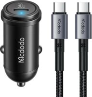 McDodo CC-7493 USB-C Autós töltő + USB-C kábel - Fekete (30W)