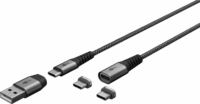 Goobay 65653 USB-C/USB-A apa - USB-C/Mágneses apa 2.0 Adat és töltőkábel - Fekete (1m)