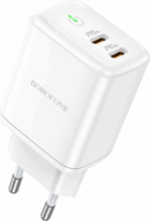 Borofone BN9 Reacher 2 x USB-C Hálózati töltő - Fehér (35W)