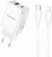 Borofone BN16 USB-A / USB-C Hálózati töltő + USB-C - USB-C kábel - Fehér (45W)