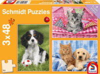 Schmidt Spiele Kedvenc állat kölykök - 3x48 darabos puzzle