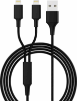 Smrter Hydra DUO USB-A apa 2x Lightning apa 2.0 Adat és töltő kábel - Fekete (1.2m)