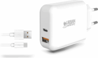 Urban Factory POWEE USB-C / USB-A Hálózati töltő + USB-A - USB-C kábel - Fehér (45W)