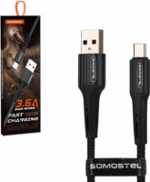 Somostel SMS-BW06 USB Type-A apa - USB Type-C apa 3.0 Töltőkábel - Fekete (1m)