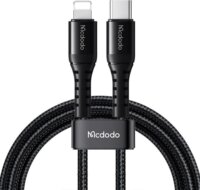 Mcdodo CA-5630 USB Type-C apa - Lightning apa Töltőkábel - Fekete (0.2m)