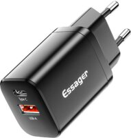 Essager ECTPQS-ZTB01 USB Type-A / USB Type-C Hálózati töltő - Fekete (30W)