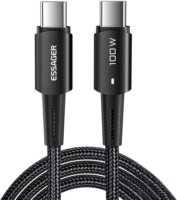 Essager EXCTT1-CG01 USB Type-C apa - USB Type-C apa Adat és töltő kábel - Fekete (1m)