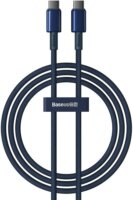 Baseus Tungsten Gold USB-C apa - USB-C apa 2.0 Adat és töltő kábel - Kék (1m)