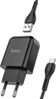 HOCO N2 USB-A Hálózati töltő + Micro USB kábel - Fekete (5V / 2.1A)