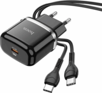 HOCO N24 USB-C Hálózati töltő + USB-C kábel - Fekete (20W)
