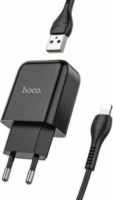 HOCO N2 USB-A Hálózati töltő + Lightning kábel - Fekete (5V / 2.1A)