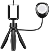 Apexel APL-JJ21FL LED-es Mobiltelefon tripod - Fekete