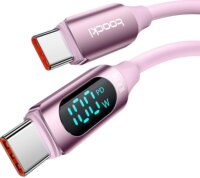 Toocki TXCTT1 USB-C apa - USB-C apa 2.0 Adat és töltő kábel - Rózsaszín (2m)