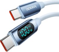 Toocki TXCTT1 USB-C apa - USB-C apa 2.0 Adat és töltő kábel - Kék (2m)