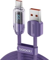 Toocki TXCTYX05 USB-C apa - USB-A apa 2.0 Adat és töltő kábel - Lila (1m)
