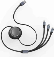 Baseus Bright Mirror USB-A apa - MicroUSB-B / USB-C / Lightning apa 2.0 Adat és töltő kábel - Fekete (1.2m)