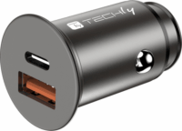 Techly IUSB2 USB-A / USB-C Autós töltő - Szürke (38W)